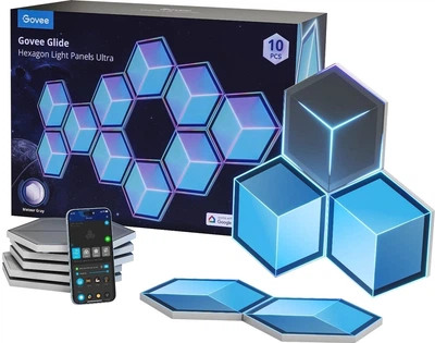 Zestaw lamp ściennych Govee H606A Glide Hexagon Light, 7, RGBIC, WI-FI/Bluetooth Biały (6974316998662)