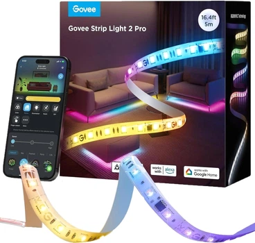 Taśma LED inteligentna Govee Strip Light 2 Pro, 5 m, RGBWWIC, WI-FI/Bluetooth Biała (H61F53D1)