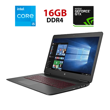 Игровой ноутбук HP Omen 17-w253dx / 17.3" (1920x1080) IPS / Intel Core i7-7700HQ (4 (8) ядра по 2.8 - 3.8 GHz) / 16 GB DDR4 / 256 GB SSD + 500 GB HDD / nVidia GeForce GTX 1050 Ti, 4 GB GDDR5, 128-bit / WebCam б/у