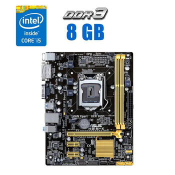 Комплект: Материнская плата Asus H81M-K / LGA1150 / Intel Core i5-4570 (4 ядра по 3.2 - 3.6 GHz) / 8 GB DDR3 + Кулер б/у