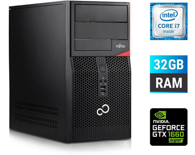 Игровой ПК Fujitsu Tower / Intel Core i7-6700 (4 (8) ядра по 3.4 - 4.0 GHz) / 32 GB DDR4 / 500 GB SSD + 1000 GB HDD / nVidia GeForce GTX 1660 Super, 6 GB GDDR6, 192-bit б/у