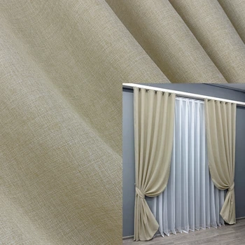 Комплект готовых штор VR-Textil Лен Мешковина № 114ш Бежевый 100х270 см 2 шт (31-098)