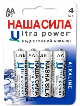 Батарейка НАША СИЛА LR6 Ultra Power, Ціна за блістер колір різнокольоровий Наша Сила ЦБ-00184748