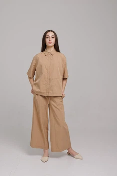 Сорочка жіноча бежева з плащової тканини Modna KAZKA MKTL5261/1 - 42