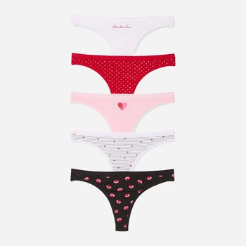 Набір трусиків танга жіночих бавовняних Victoria's Secret Stretch Cotton Thong 26987249 L 5 шт Комбінований (329425480954)