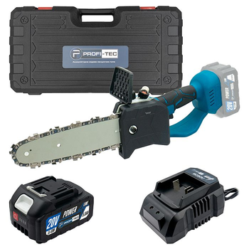 Акумуляторна БЕЗЩІТКОВА ланцюгова пила PROFI-TEC 20V PCS2020BL POWERLine (1 х PT2040MP (4.0Аг), зарядне BC20V, кейс) (006099)