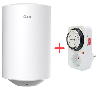 Бойлер Midea INSTALL 80+ Розетка с таймером ElectrO ТРМ16 электро-механическая суточная с индикацией 16 А 230 В в подарок!