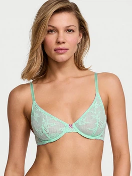 Кружевной бюстгальтер Victoria's Secret Tease Lace Unlined Demi Bra 75B Зеленый (26983053)