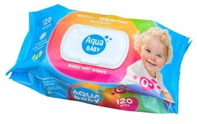 Вологі серветки з клапаном Aqua Baby 120 шт