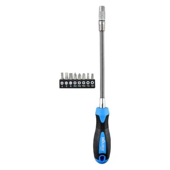 Отвертка с гибким стержнем и битами 9шт 215мм Molder CrV PH SL Torx (MT32309)