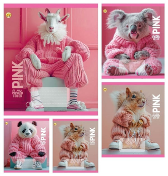 Набір зошитів Тетрада Will Pink Power А5 18 аркушів у клітинку 20 шт 5 дизайнів (51208_1)