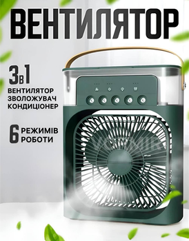 Міні кондиціонер портативний вентилятор настільний зволожувач ароматизатор з відсіком для льоду та води
