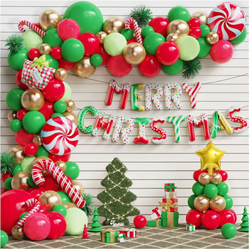 Новорічна фотозона з кульок MERRY CHRISTMAS Асорті (151 кулька) Різдво