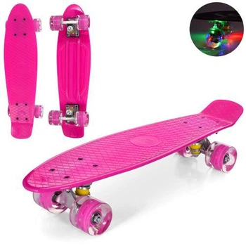 Пенні борд Profi Penny Board ПУ колеса світло Скейт Рожевий
