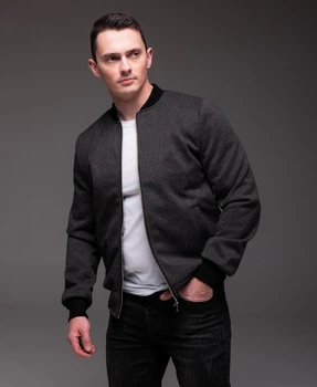 Бомбер кашеміровий R.A. Cashmere 2XL сірий в клітину 2309-2XL