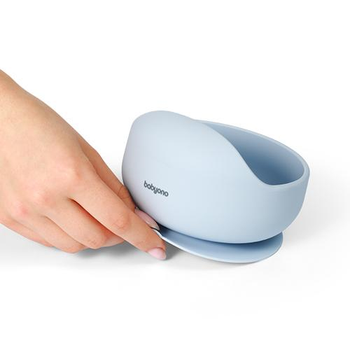 Силіконова миска із присоскою глибока блакитна Babyono