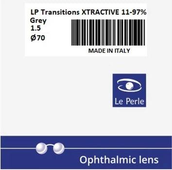 Линза для очков фотохромная Le Perle 1.5 Transitions XTRACTIVE (11-97%) SH Grey Ø70 S-1.25 C-0.00