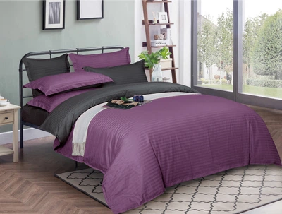 Комплект постільної білизни MirSon Satin Stripe 30-0009 + 30-0012 Violetta 160х220 Полуторний Євро (2200005258071)
