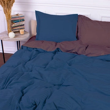 Комплект постільної білизни MirSon Satin Stripe 30-0020 + 30-0008 Lovelin 160х220 Полуторний Євро (2200005265871)