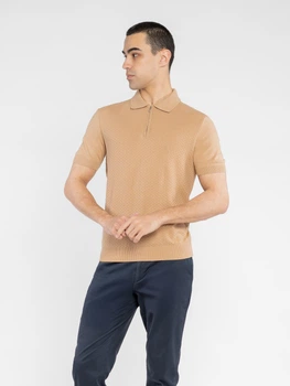 Поло чоловіче трикотажне бежевого кольору Arber Polo knit Zipper N-AVT-12 XL зріст 5 бежевий (M09.20.16.522)