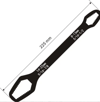 Ключ универсальный Torx самозатягивающийся регулируемый двойная головка диапазон 8 22 мм цвет черный