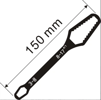 Ключ універсальний Torx самозатягується регульований подвійна головка діапазон 3 17 мм колір чорний