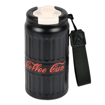 Термокружка MT-5350 Coffee Cup, 420 мл, пластик + нержавеющая сталь, черный