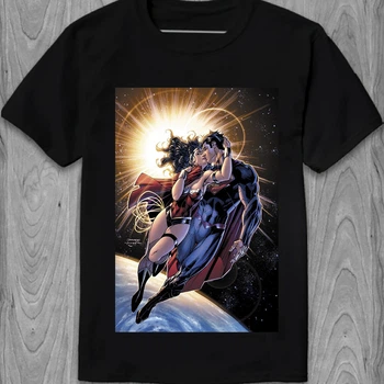 Чоловіча футболка Ліга справедливості Justice League 2011 #12 Поцілуок Супермена та Чудо-жінки PG02498 goodreclama M Чорний