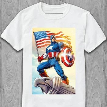 Чоловічі футболки Marvel коміксі Марвел Captain America PG02550 goodreclama L Білий