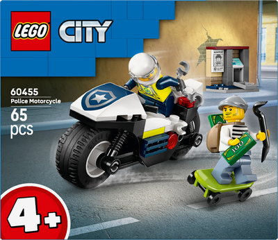 Конструктор LEGO City Преследование на полицейском мотоцикле 65 деталей (60455)