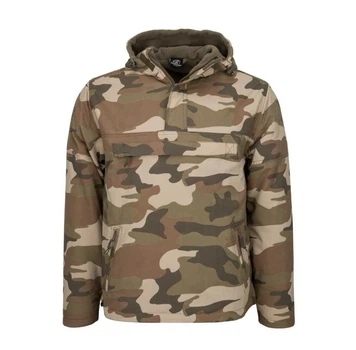 Анорак Brandit Windbreaker Light Woodland — водонепроникна тепла вітровка на флісі у тактичному стилі L