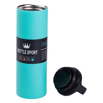 Термос металевий 500 мл з нержавіючої сталі Bottle Sport з ручкою, м'ятний, Для гарячих та холодних напоїв, Термопляшка