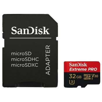 Карта памяти SanDisk 32 GB microSDHC UHS-I U3 Extreme Pro A1 + SD Adapter SDSQXCG-032G-GN6MA
