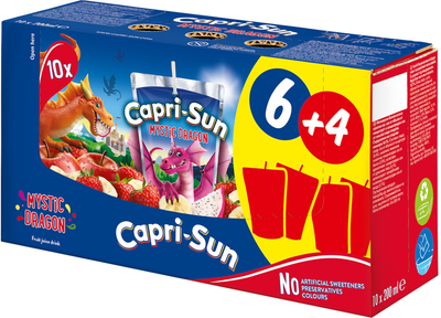 Упаковка напитка сокосодержащего Capri-Sun Мистический дракон 200 мл х 6+4 шт (8595011147568)
