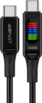 Kabel Acefast C7-03 Type-C to Type-C 5A, 100W, 1.2 m, nylon, zinc connectors, LED, Black (6974316282778)