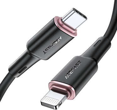 Kabel Acefast C2-01 Type-C to iP 3A 20W 1.2 m silikon, zinc connectors Black (AFC2-01B)