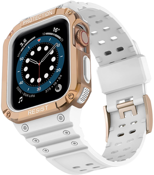 Ремінець із чохлом Hurtel Protect Strap Band для Apple Watch 38/40/41 мм White/Rose Gold (9145576231586)