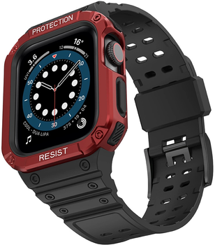 Ремінець із чохлом Hurtel Protect Strap Band для Apple Watch 38/40/41 мм Black/Red (9145576231517)
