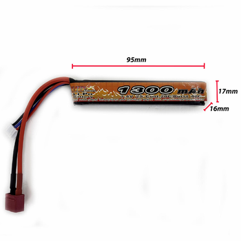 Акумулятор Li-Po 7.4V 1300mAh - stick 20-40C Т-конектор (VBPower) (для страйкболу)