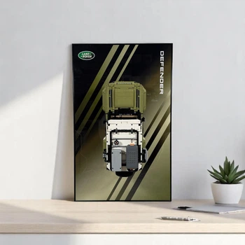 Арт Тримач Рамка 80x50 см. на Стіну для Фірмового Конструктора Technic Land Rover Defender (42110) / Підставка на Стіну для Ленд Ровер Дефендер - Type-E
