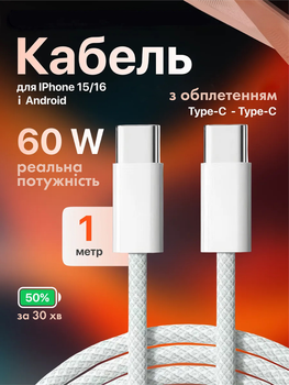 Кабель для швидкої зарядки iPhone кабель type c для Samsung кабель для зарядки Xiaomi шнур тайпсі ipad 1m Pavlysh FC-19