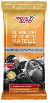 Серветки для догляду за панеллю приладів автомобіля Moje Auto Ваніль Матові 1 х 24 шт (5905694017820)
