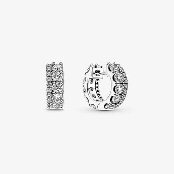 Срібні сережки Pandora Пандора Подвійна стрічка з pavé 290058C01