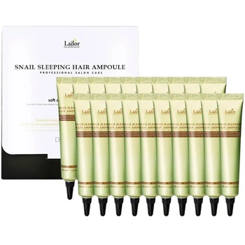 Набор ночных восстанавливающая сыворотка для волос Lador Snail Sleeping Hair Ampoule 20 шт * 20 мл (8809500811688)