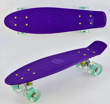 Скейт Пенні борд Best Board, ФІОЛЕТОВИЙ, дошка = 55см, колеса PU зі світлом, діаметр 6 см