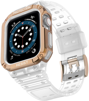 Ремінець із чохлом Hurtel Protect Strap Band для Apple Watch 42/44/45 мм White/Rose Gold (9145576231722)
