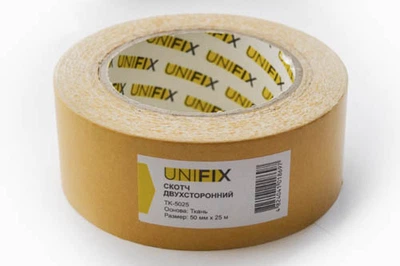 Скотч двухсторонний на тканевой основе 25 м*50 мм UNIFIX (TK-5025)