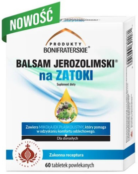 Натуральна дієтична добавка Produkty Bonifraterskie Єрусалимський бальзам для носових пазух 60 таблеток (5901969621181)