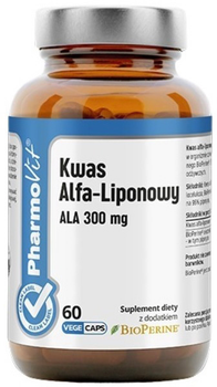 Naturalny suplement diety Pharmovit kwas alfa-liponowy ALA 300 mg (5904703901761)