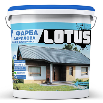 Краска атмосферостойкая акриловая водно-дисперсионная фасадная Lotus 5л Белый